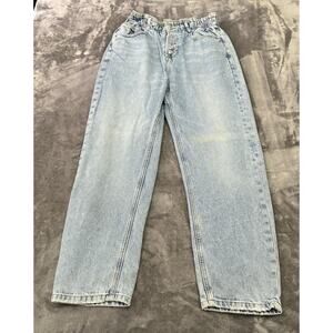 Zara Jeans Womens Sz.8‎ Blue High Rise Waisted Denim Paperbag Waist Baggy Mom